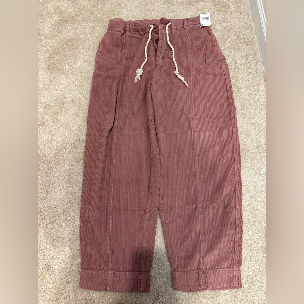 Free People Baggy Missing From Me Cord Barrel Pants XL Pink/Rose NWT - Picture 2 of 3